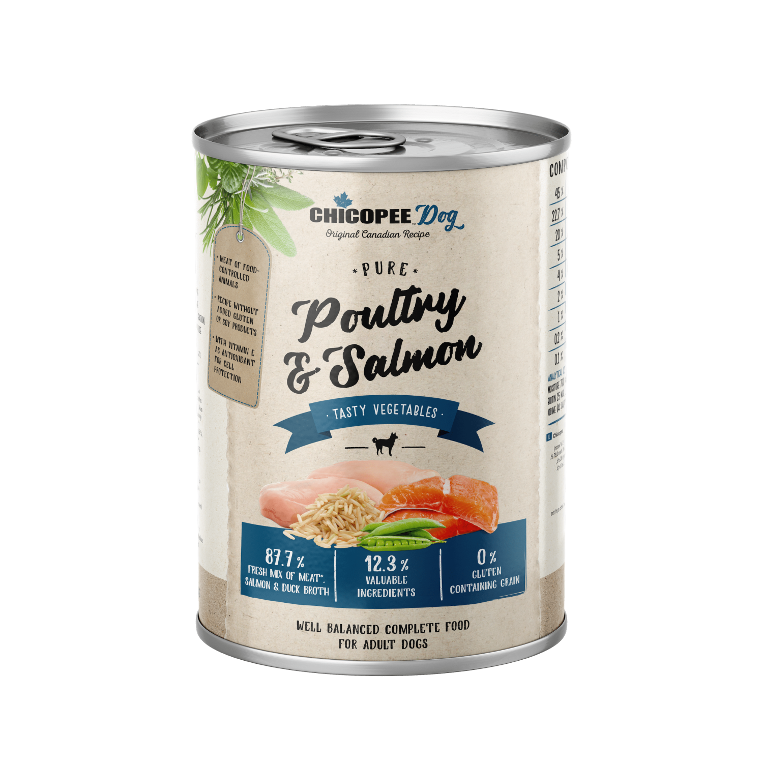 Chicopee Pure Poultry & Salmon konserv koertele 400g