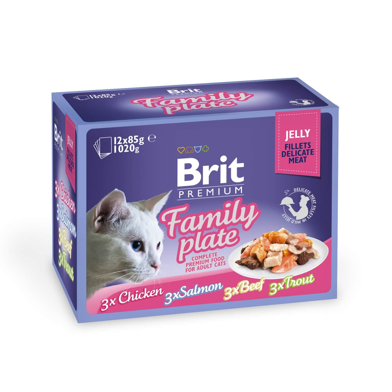 Brit Premium Delicate Jelly Family multipakk märgtoit kassidele 12x85g