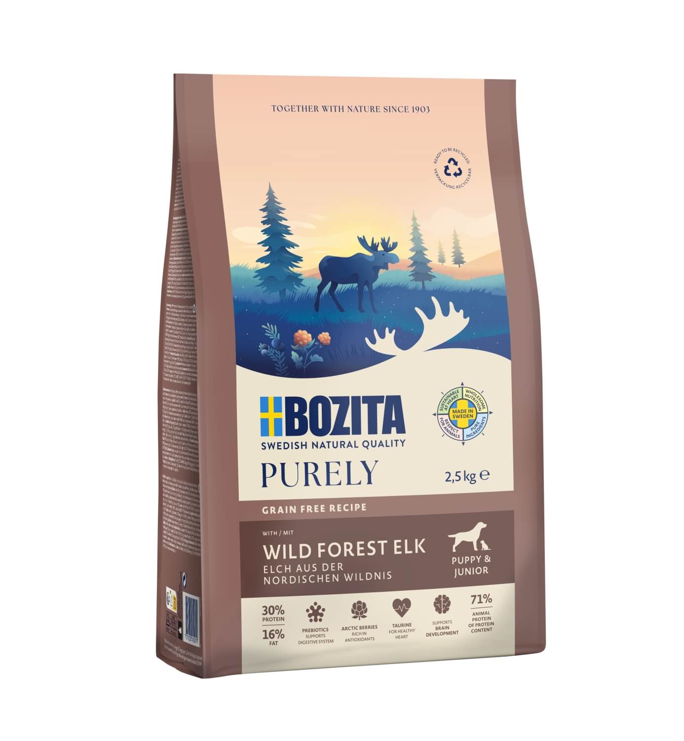 Bozita Dog Purely Puppy&Junior Elk Grain Free 2,5kg