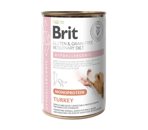 Brit Veterinary Diet Hypoallergenic Monoprotein Turkey konserv koerale 400g