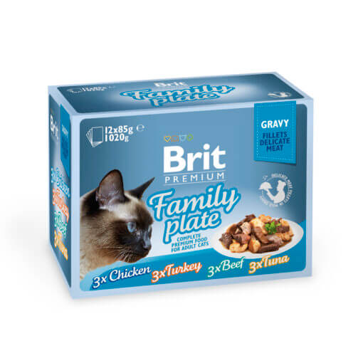 Brit Premium Delicate Gravy Family multipakk märgtoit kassidele 12x85g