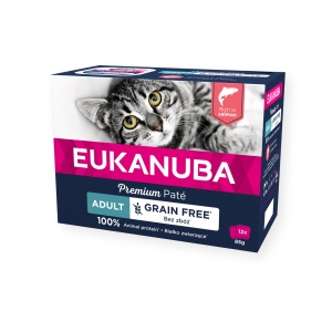 EUKANUBA Adult с лососем влажный корм для кошек мультипак 12x85 г