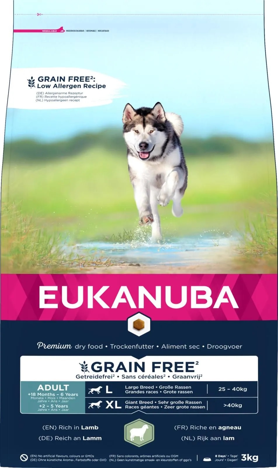 EUKANUBA Adult с бараниной крупным собакам беззерновой 3 кг