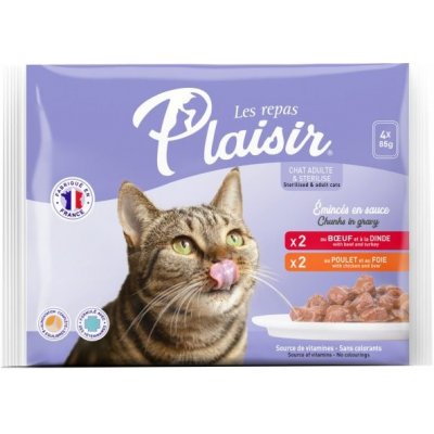 Plaisir Chunks мультипак влажный корм для котов 4 х 85г