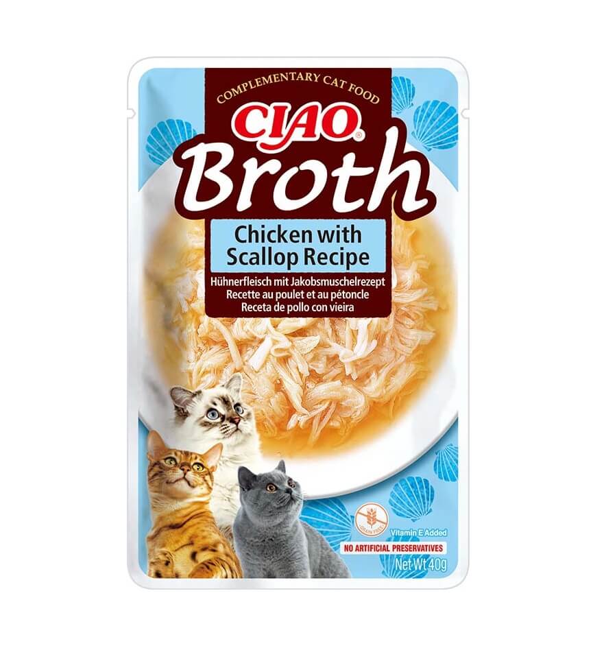 Ciao Broth Chicken with Scallop märgtoit kassidele 40g