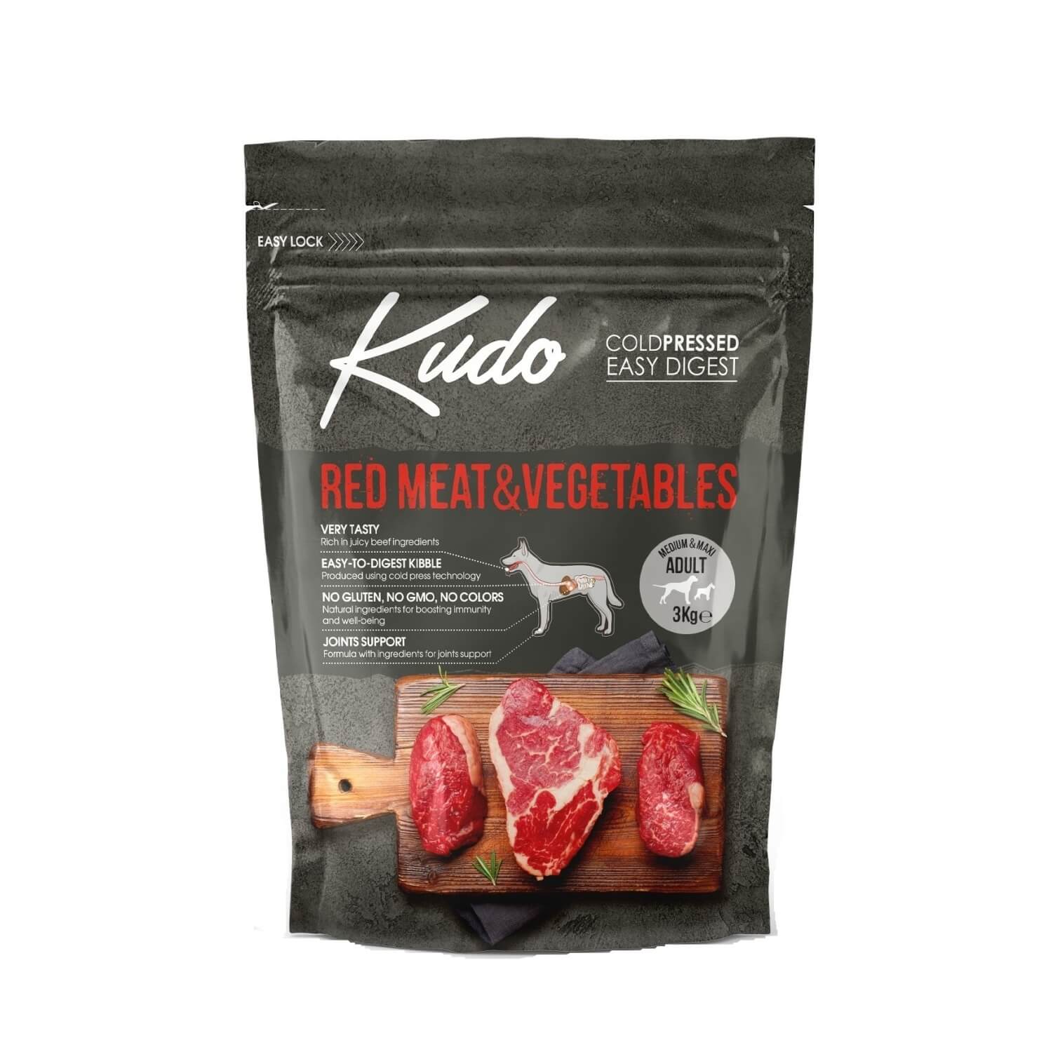 Kudo Red Meat&Vegetables külmpressitud koeratoit 3kg