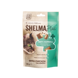 Shelma  HAIRBALL kana-ja mustikatäidisega padjakesed 60g