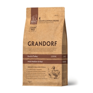Grandorf Pardiliha ja Kalkuniliha Täiskasvanud Keskmistele ja Suurtele Koertele 6kg (2x3kg)