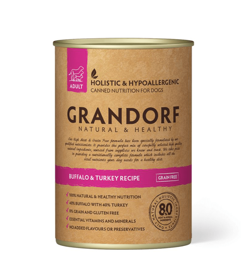 Grandorf Pühvli ja Kalkuniliha konserv koertele 6x400g