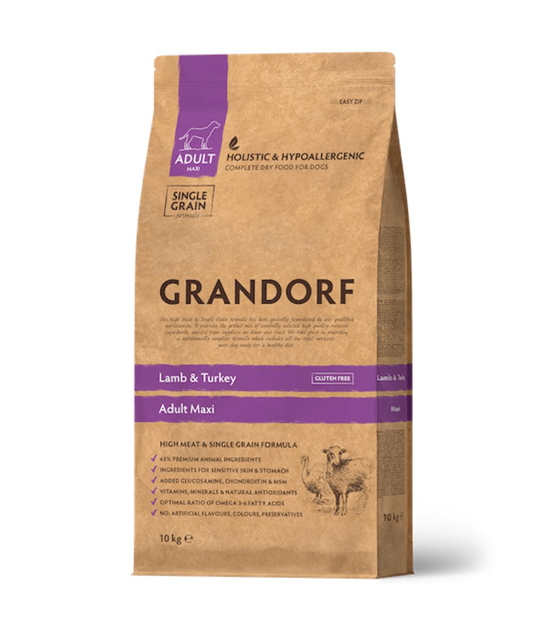 Grandorf Lambaliha ja Kalkuniliha Täiskasvanud Suurtele Koertele 10kg