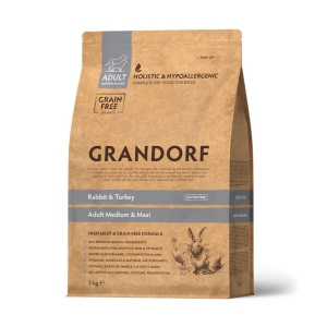 Grandorf Jänese- ja Kalkuniliha Täiskasvanud Keskmist ja Suurt Kasvu Koertele 6kg (2x3kg)