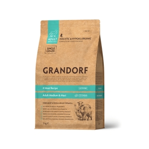 Grandorf 4 lihaga Täiskasvanud Keskmistele ja Suurtele Koertele 6kg (2x3kg)