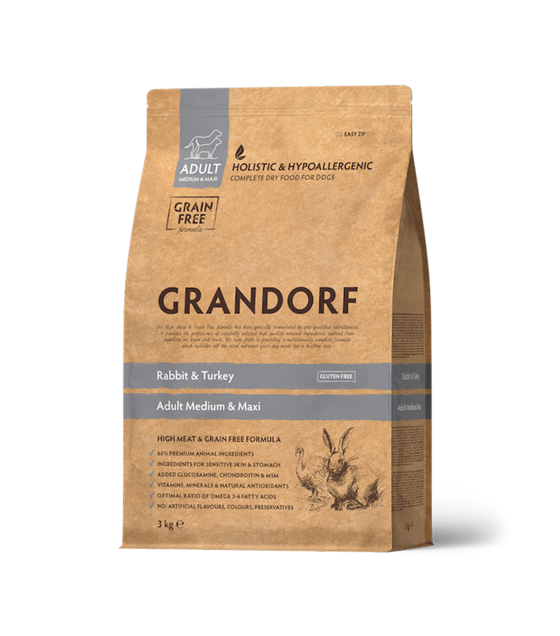 Grandorf Jänese- ja Kalkuniliha Täiskasvanud Keskmistele ja Suurtele  Koertele 3kg