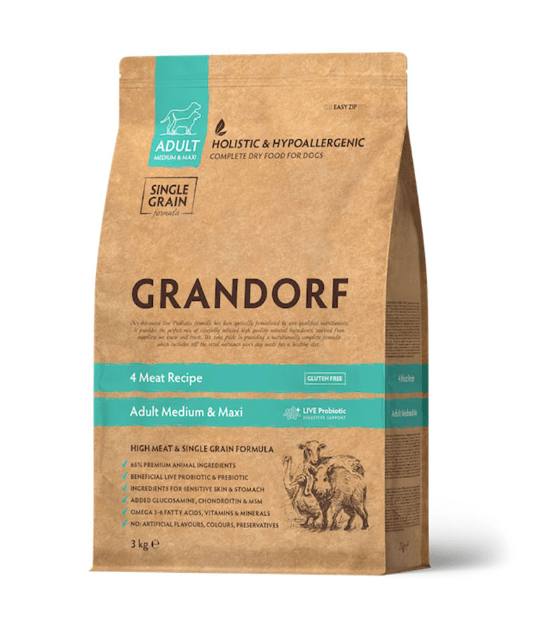 Grandorf 4 lihaga Täiskasvanud Keskmistele ja Suurtele Koertele 10kg