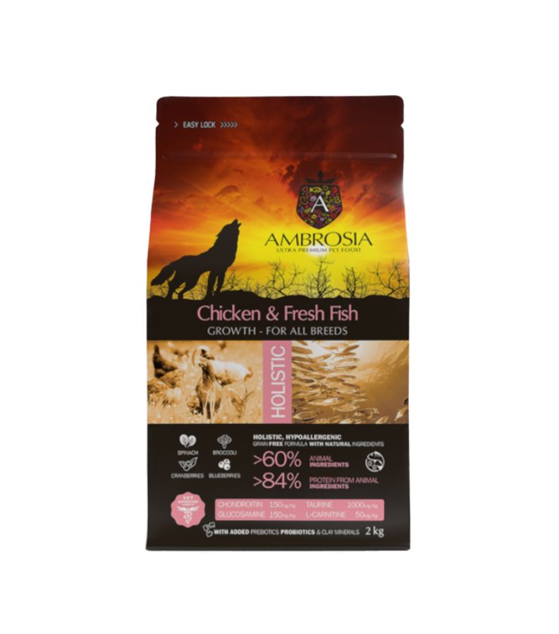 Ambrosia Värske Kala ja Kana Kutsikatele 6kg (3x2kg)