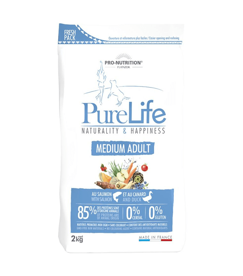 Pure Life Dog Medium Adult Lõhe ja Pardilihaga Täiskasvanud koertele 2kg