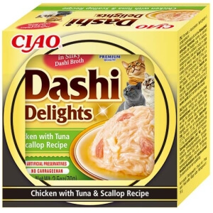 Inaba Dashi Delights Chicken with Tuna & Scallop konserv kassile 70g