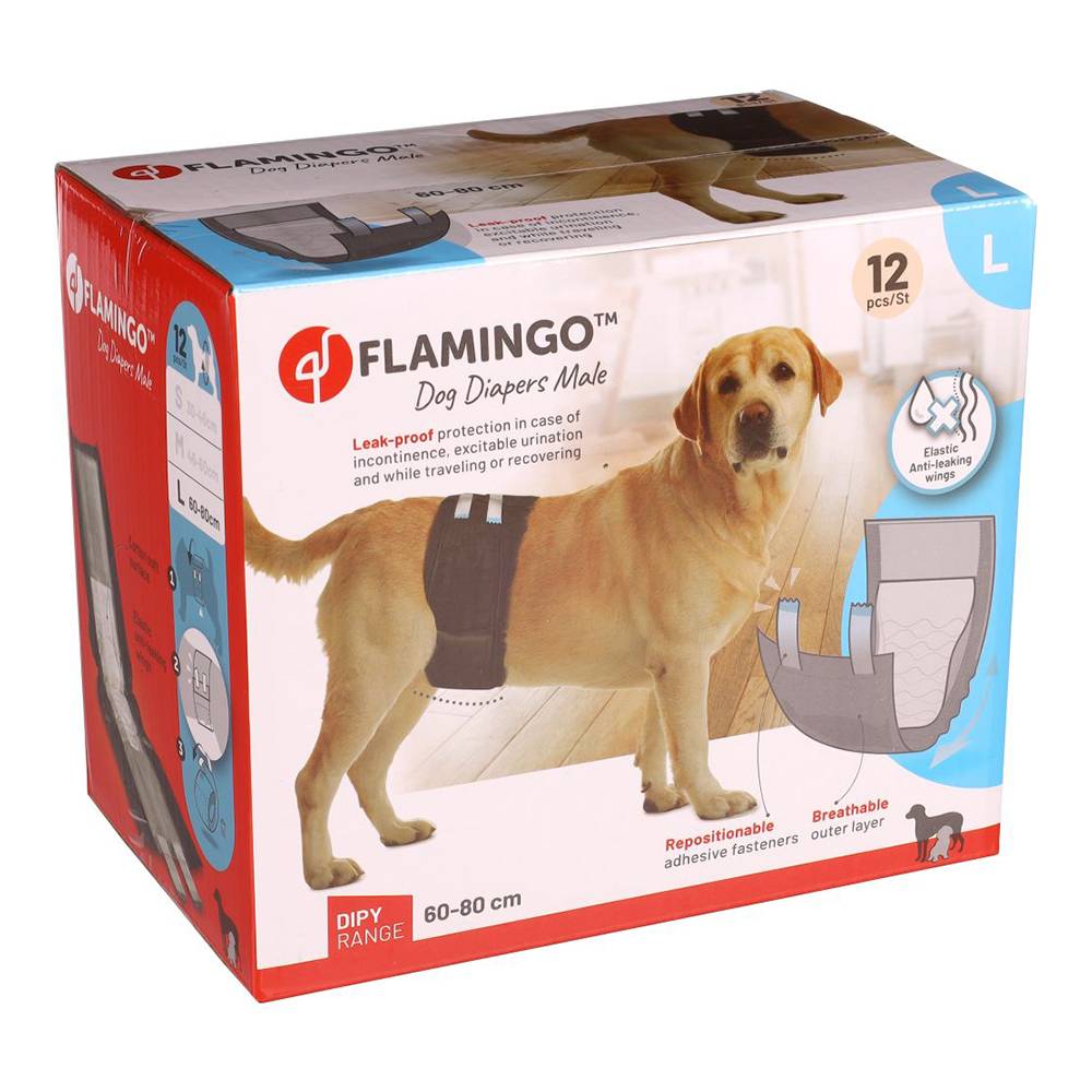 Flamingo ühekordsed koerte mähkmed "Dipy" L, 60-80cm, N12