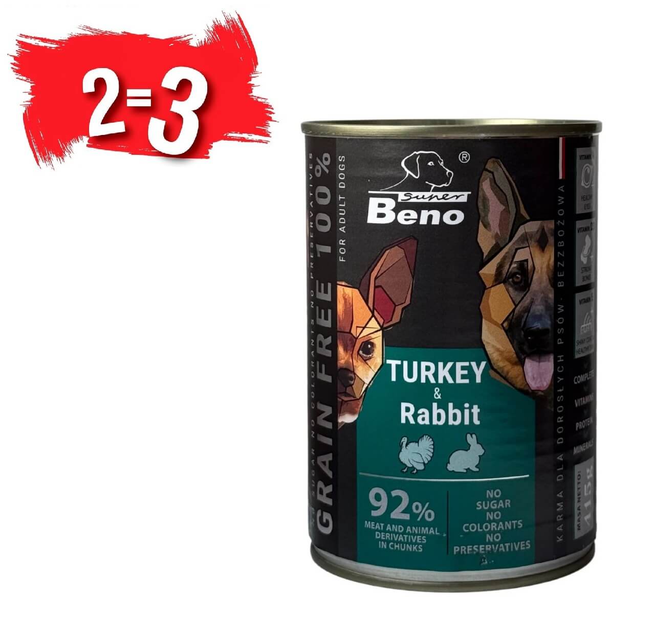 Super Beno konserv koerale kalkuni- ja küülikulihaga, tükid kastmes 415g