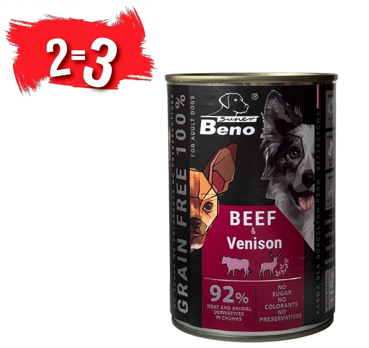 Super Beno konserv koerale veise ja metsloomalihaga, tükid kastmes 415g