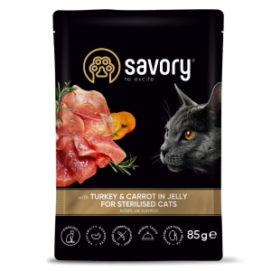 Savory konserv steriliseeritud kassidele kalkuni ja porganditega želees 85g