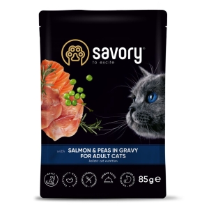 Savory konserv täiskasvanud kassidele lõhe ja hernestega kastmes 85g