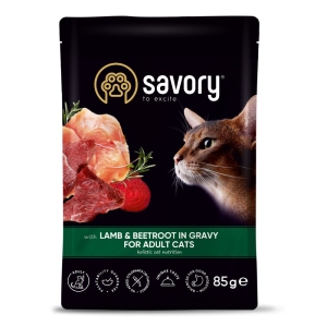 Savory konserv täiskasvanud kassidele lambaliha ja peediga kastmes 85g
