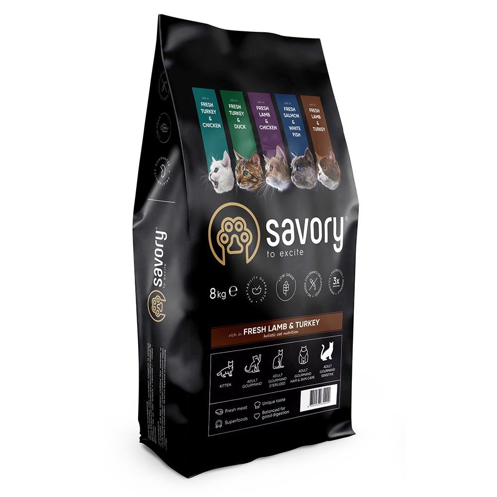 Savory Sensitive Digestion kassisööt lambaliha ja kalkuniga 8kg