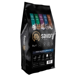 Savory kassisööt Gourmand lõhe ja valge kalaga 8kg