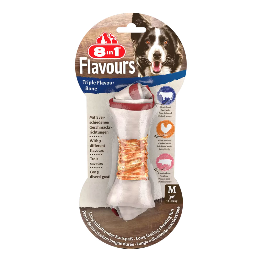 8 in 1 Triple Flavor M, 65 g. Täiendsööt täiskasvanud koertele (12-35 kg)