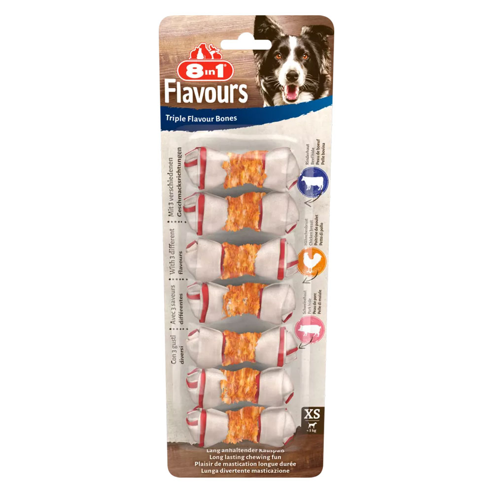 8in1 Triple Flavor XS, 7 tk, 98 g. Täiendsööt täiskasvanud koertele (2-12 kg)