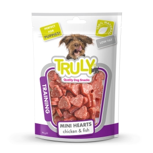 Truly Mini Hearts, kana ja kalalihaga maiused koertele 90g