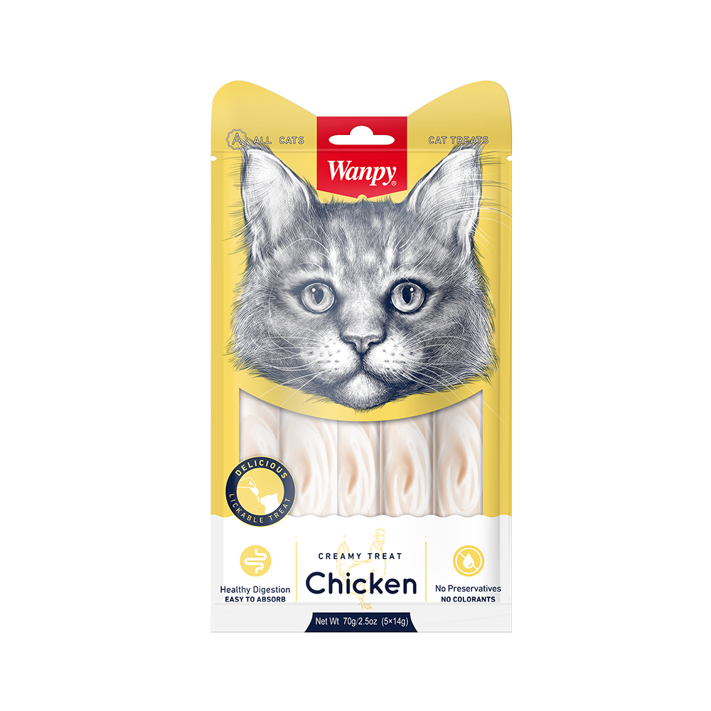 Wanpy kreemja kanalihaga maiused kassidele 70g (5x14g)
