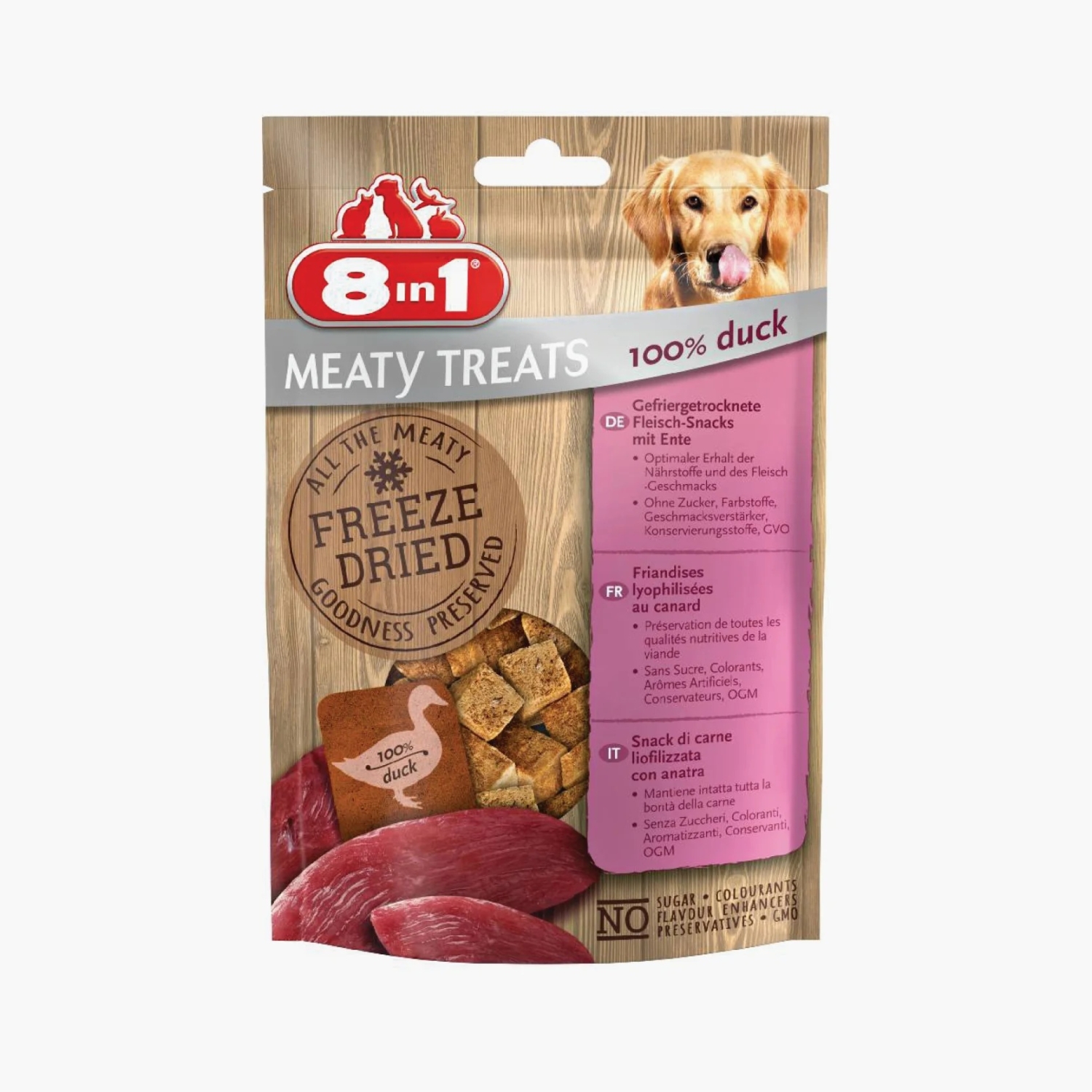8in1 MEATY TREATS külmkuivatatud pardipalad 50g