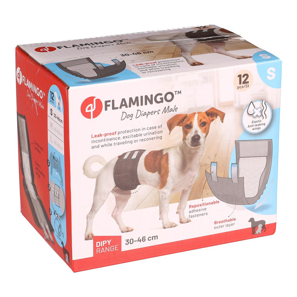 Flamingo ühekordsed mähkmed isastele koertele “Dipy”, S, 30-46cm, N12