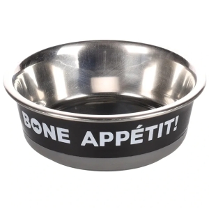 FLMG metallist söögikauss "Bone Appetit" must/hall, 400ml, Ø14cm 518849