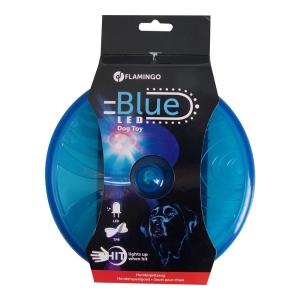 FLMG mänguasi koertele TPR lendav taldrik “Bordy” LED-valgustusega, sinine 20cm