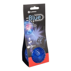 FLMG mänguasi koertele TPR pall “Bordy” LED-valgustusega, sinine 7,5cm