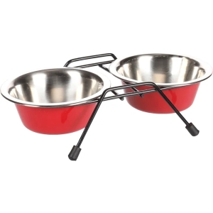 Flamingo kausside komplekt alusega "Arjun" punane/must, XS 11cm, 2x200ml