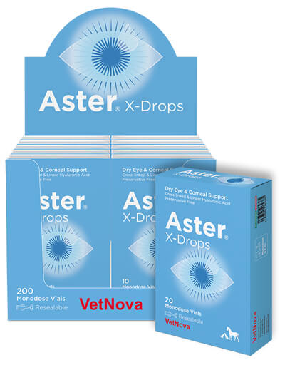 Vetnova Aster X-Drops 0,5ml N200 (Linear hyalu. acid+Cross-linked hyal. acid) steriilne silmalahus