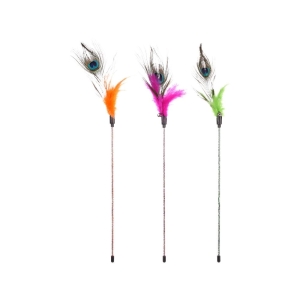 FLMG mänguasi kassidele õngeritv paabulinnu sulgedega “Cat Dangler” 36cm, assortii